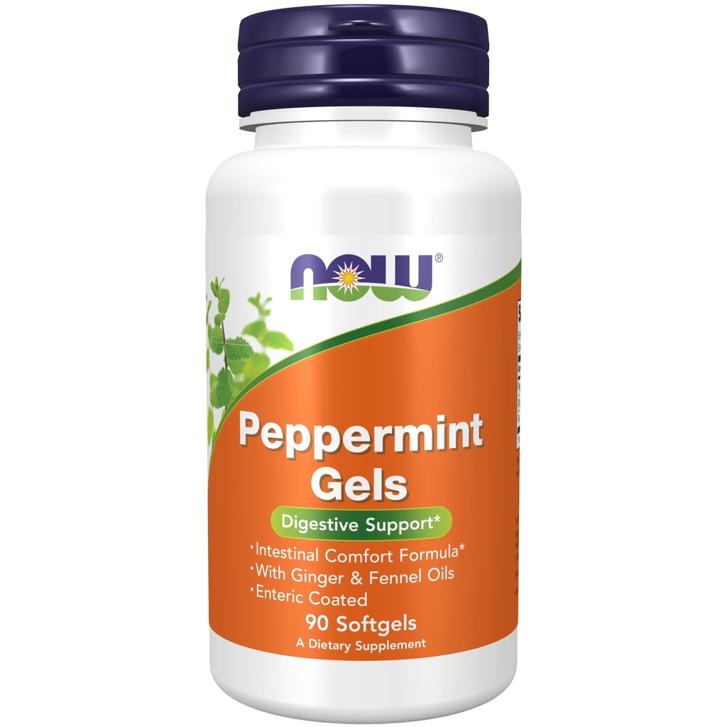 Nå Mattilskudd, Peppermyntegels med Ginger & Fennel oljer, Enterisk belagt, Digestiv støtte*, 90 Softgels
