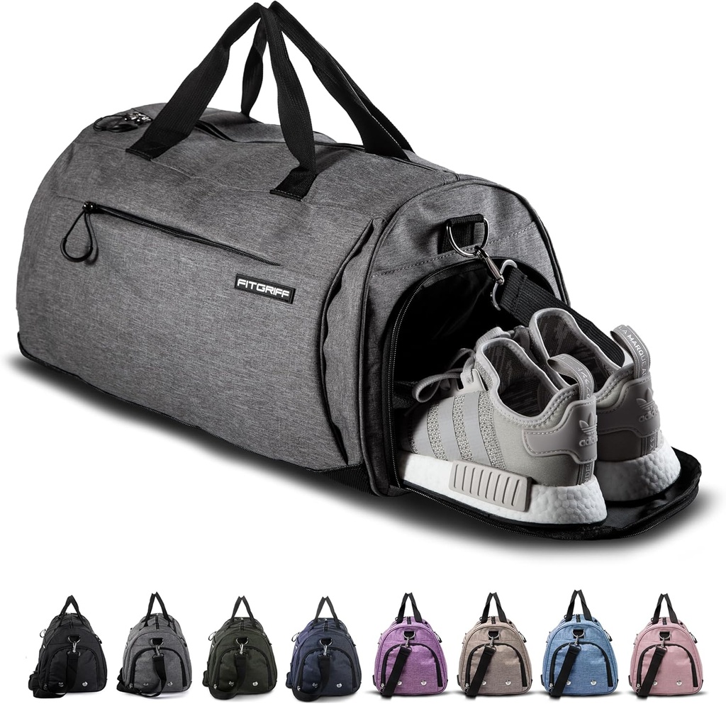 Fitgriff® Gym Veske for menn og kvinner med sko og våt sammenligning - Duffle Bag for reise, sport, trening og trening