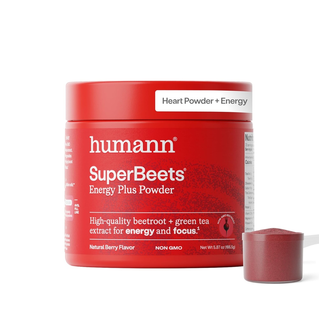 HumanN SuperBeets Energi Plus med Grape Seed Extract - Beet Root pulver, grønn te ekstrakt, koffein, vitamin C, ikke-GMO, 5.87oz