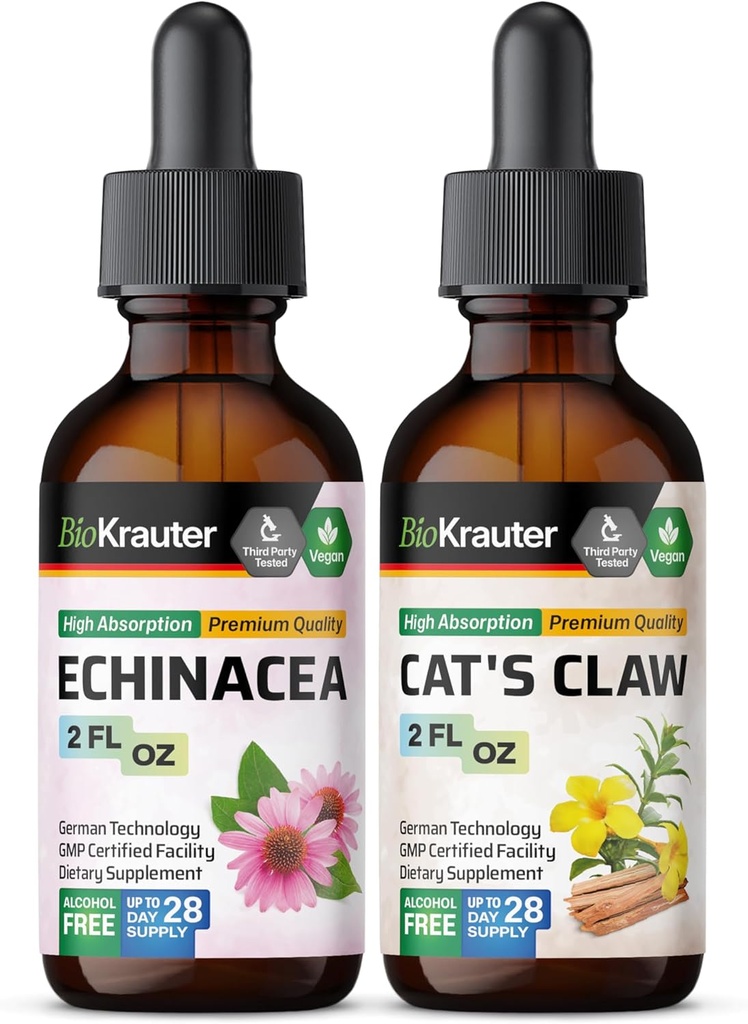 BIO KRAUTER Echinacea Tinktur 2 Fl. Oz. & Cat's Claw Tinkture 2 Fl. Oz.