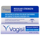 Vagisil Regelmessig styrke Anti-Itch Feminine Krem for kvinner, Gynekolog testet, Hypoallergenic, hurtigvirkende og langvarig kløe relief, Vaginal Moisturizer Sootes og kulde, 1 oz (Pack of 1)