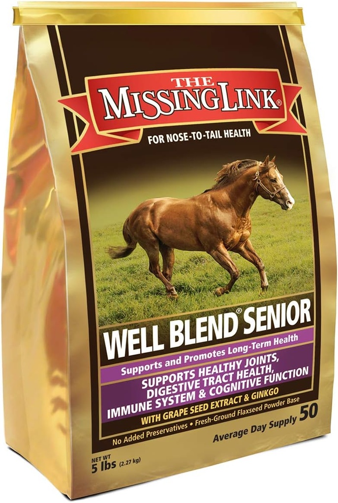 Den manglende Link Equine Well Blend Senior Superfood Supplement pulver, 5 lb. Veske / 50 dagers forsyning