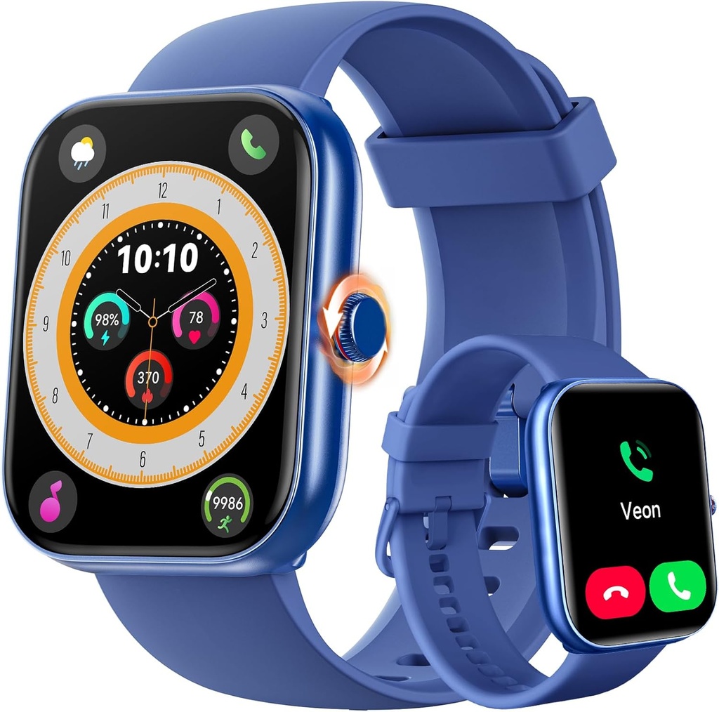 ENOMIR Smart Watch for kvinner menn (Svar/Spill) Kompatibel med iPhone/Android/Sporno, Alexa innebygd, [1.91" HD-skjerm] Vanntett Fitness Watch med hjertefrekvens/Sleep/SpO2 skjerm(Blue)