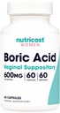 Nutricost Boric Acid 600 mg, 60 kapsler - Vaginal Suppository - Ikke-GMO - for kvinner