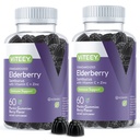 Viteey Sambucus Elderbær Gummies for voksne – Elderbær Vitamin C og sink immunitet Gummies - Vegan, Glutenfri – 120 greve