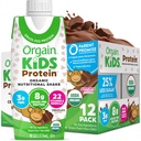 Orgain Organic Kids Protein Nutritional Shake, Sjokolade - 8g protein, 22 Vitaminer og mineraler, Frukter & grønnsaker, Glutenfri, Soya Gratis, Ikke-GMO, 8,25 Fl Oz (Pack of 12)
