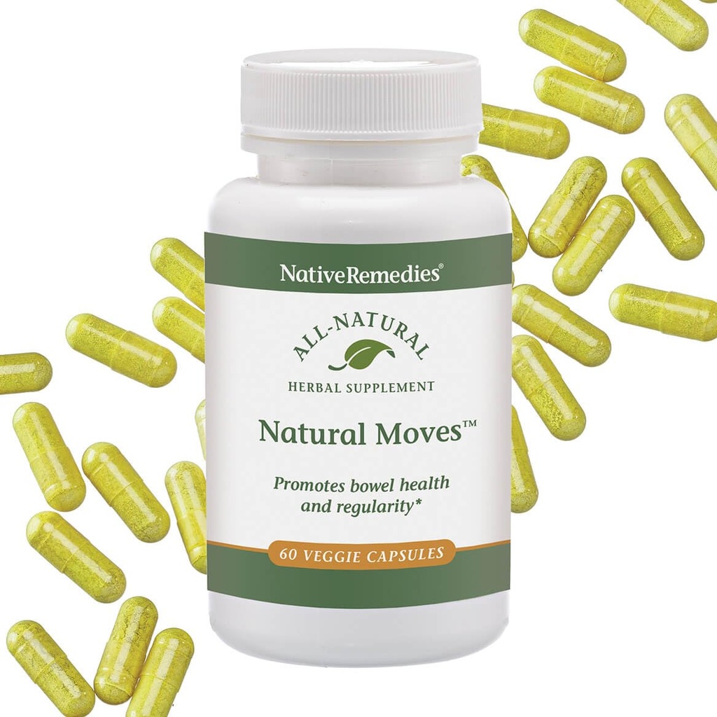 Native Remedies Naturlige bevegelser - Alt Naturlig Herbal Supplement fremmer Bowell Helse og Regelmessighet som Relatert til Stoff - 60 Veggie Caps