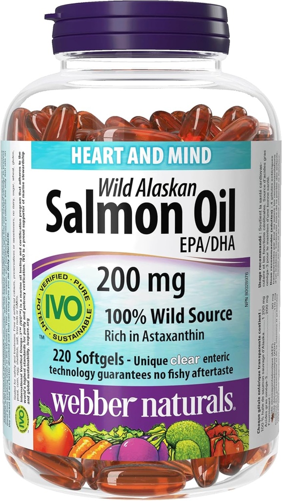 Webber Naturals Wild Alaskan Salmon Oil, 200 mg, 220-land