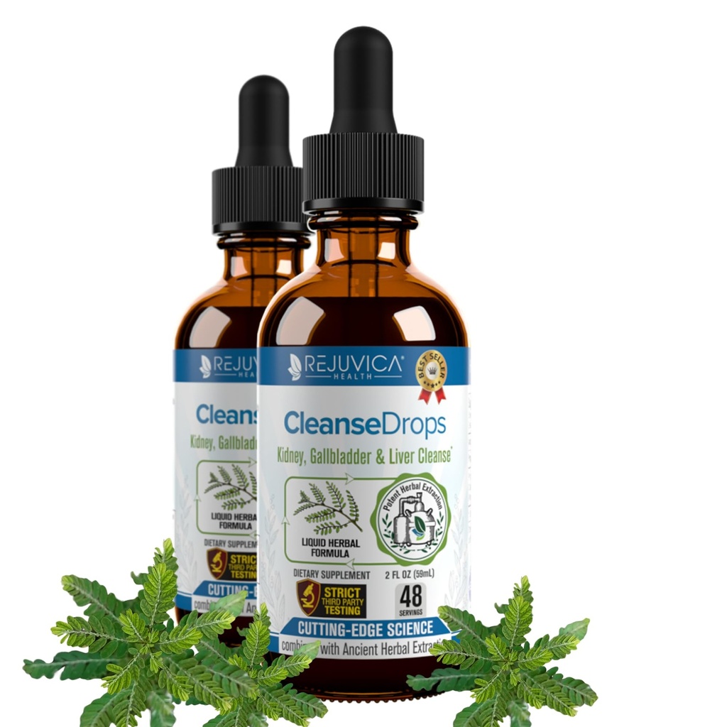 Rejuvica Health Cleanse Drops - Advanced Nyre & Gallblader Cleanse Support Supplement - flytende levering for bedre absorpsjon - Chanca Piedra Brukt i Amazonas regnskog