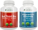 Rent Holistisk Rød Yeast Rice 1200mg med CoQ10 & Niacin + Magnesium Glycinate 400mg - 120 kapsler + 270 tabletter - laget i USA