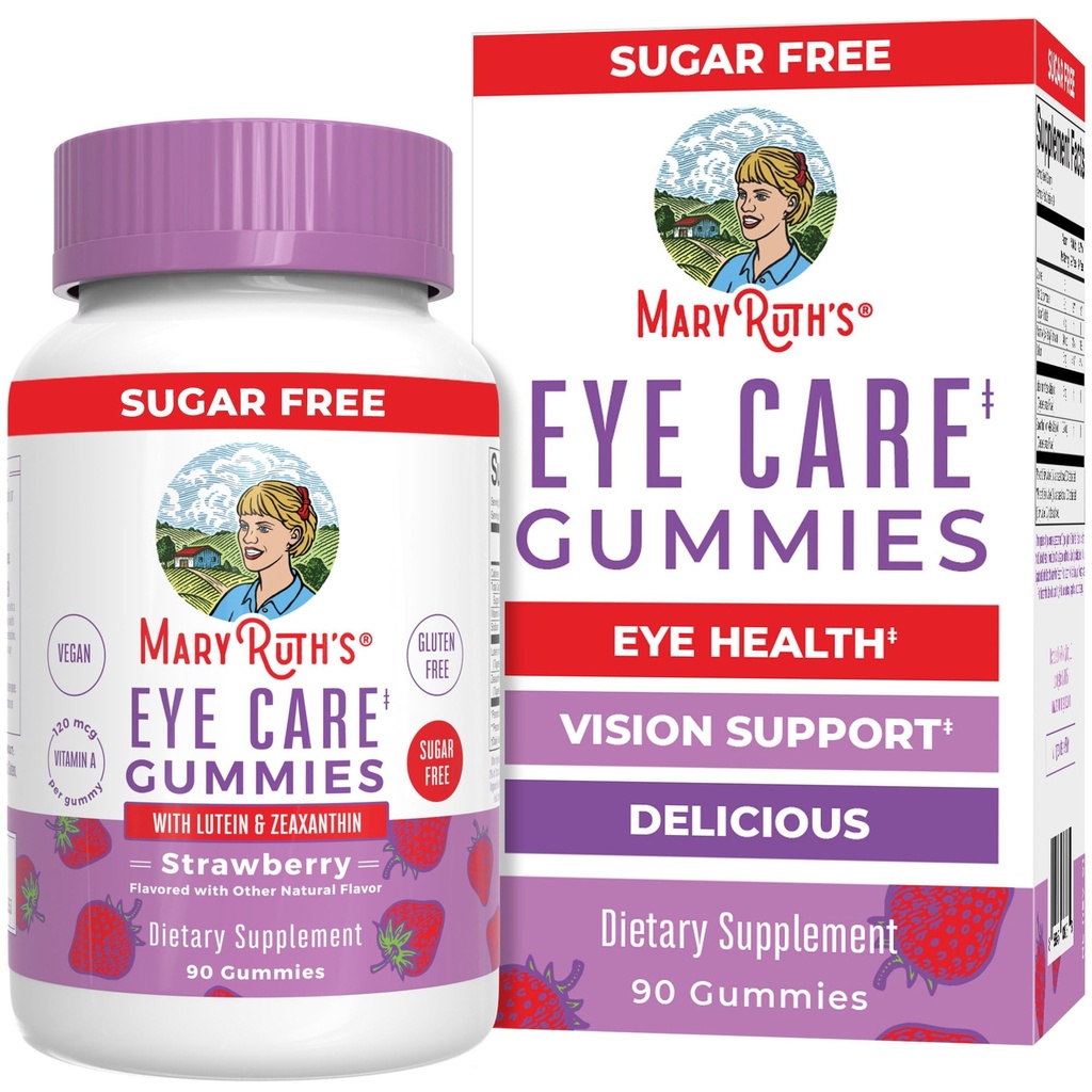 MaryRuth Organics Eye Care Gummies Øye Helse Vitaminer for voksne og barn | Lutein og Zeaxanthin kosttilskudd | for øyne | Vegan | Ikke-GMO | Glutenfri | 90 greve