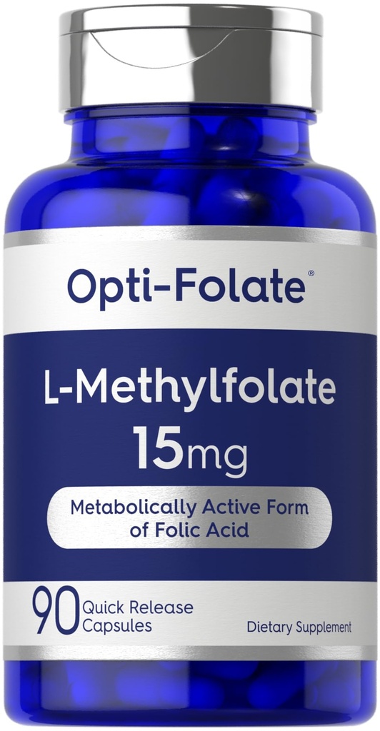 Carlyle L Metylfolat 15 mg | 90 kapsler | Maks potens | Optimert og aktivert | Ikke-GMO, Glutenfri | Metyl Folat, 5-MTHF | ved Opti-Folat
