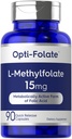 Carlyle L Metylfolat 15 mg | 90 kapsler | Maks potens | Optimert og aktivert | Ikke-GMO, Glutenfri | Metyl Folat, 5-MTHF | ved Opti-Folat