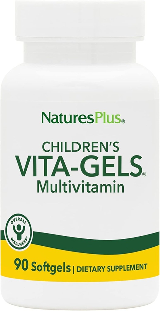 NaturesPlus Children's Vita-Gels Multivitamin, Naturlig oransje Flavor - 90 Softgels, Pakke med 2 - Glutenfri - 180 Total Services