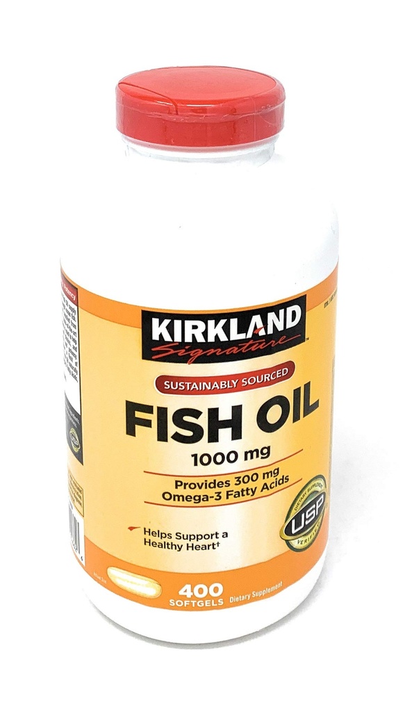 Kirkland Signature Fish Oil Konsentrat med Omega-3 fettsyrer, 800 Softgels, 1000 mg