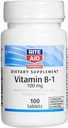 Rite Aid Vitamin B-1 (Thiamin), 100 mg - 100 tabletter | essensielt for riktig nerve og muskelfunksjon | Nerve og muskel støtte | Vitamin B1 | B1 vitamin | Thiamin B1 Supplement | Thiamin B1