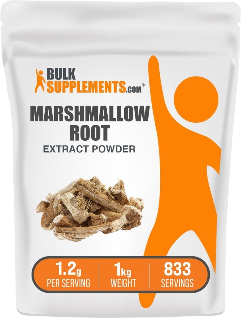 BulkSupplements.com Marshmallow Root Extract pulver - Marshmallow Root Supplement, Herbal Supplement - Glutenfri, 1,2g per servering, 1kg (2,2 lbs) (Pack of 1)
