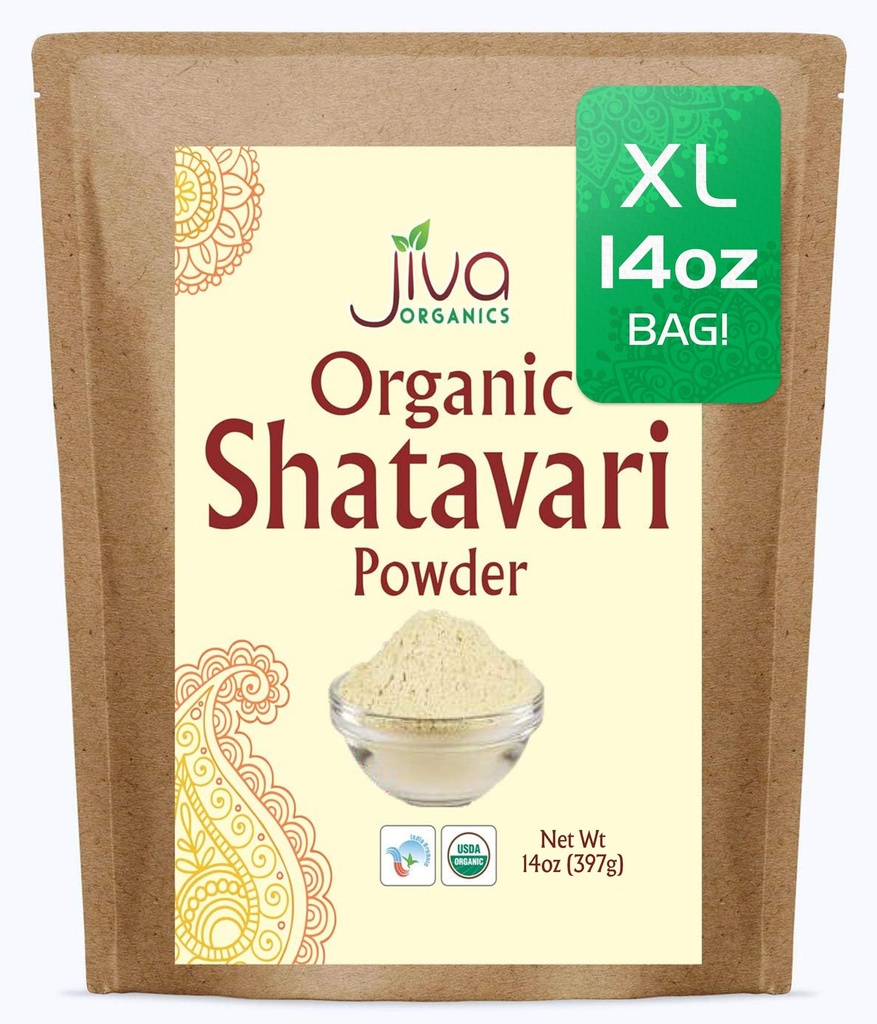 Jiva Organics Organic Shatavari pulver 14 Ounce Bulk Bag - Asparagus racemosus - ren ayurvedic urt