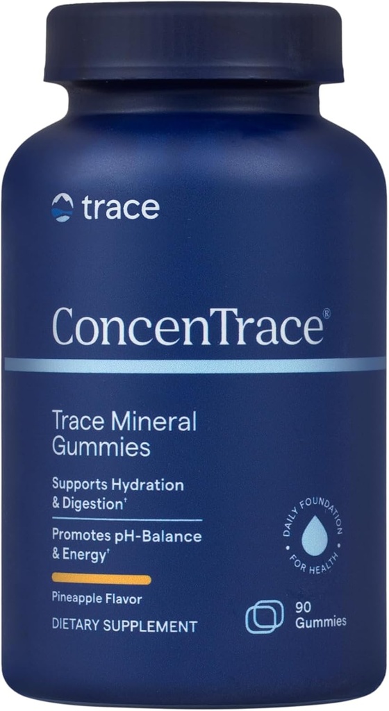 Trace Minerals | ConcenTrace Chewable Gummies Full Spectrum | Gi Potent energi, Metabolic & Mood Support | Sunn ledder Bones og tenner | Naturlig Pineapple