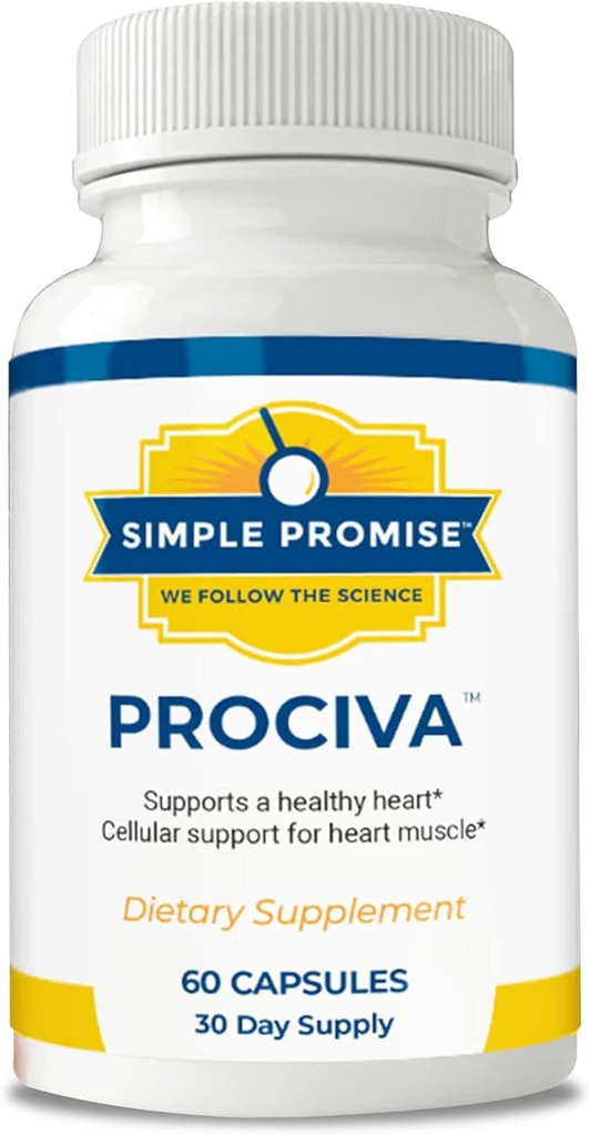 Enkel løfte Prociva - Arjuna Bark ekstrahere hjerte helse Supplement med folsyre, vitamin D og magnesium - Herbal blodtrykk støtte og sunn hjerte vedlikehold for menn og kvinner - 60 kapsler