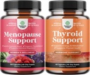 Bundle of Complete Herbal Menopause Supplement for kvinner for natt Sweats Mood 120ct og Herbal Thyroid Support Complex - Mood Enhancer Energy Supplement for Thyroid helse