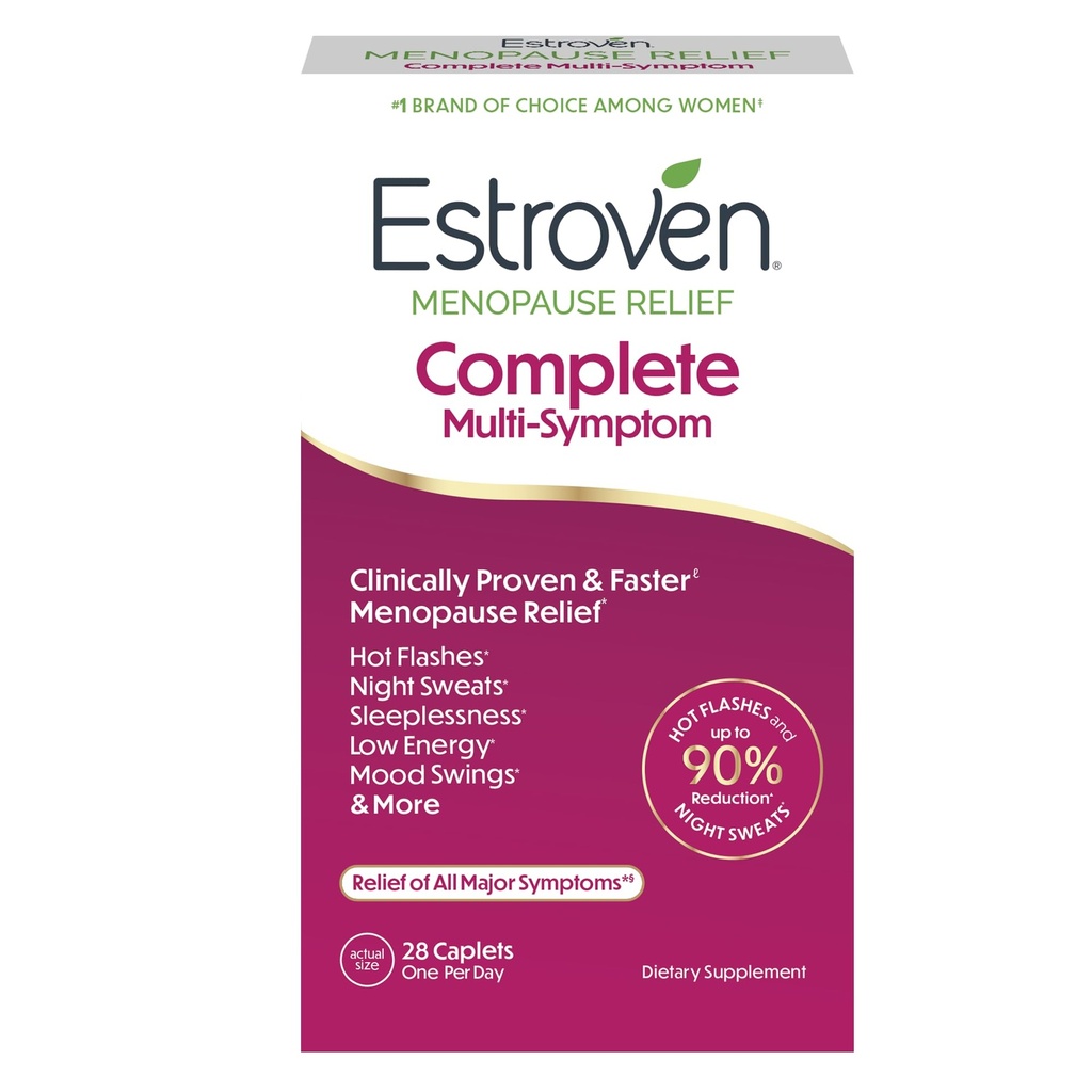 Estroven Complete Multi-Symptom Menopause Supplement for kvinner, 28 Ct, klinisk bevist ingrediens gi Menopause Relief & natt sviter og varm blits relief* Drug-free & ikke-GMO