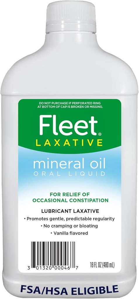 Flåte Mineralolje, oral flytende laxativ, healing lindring for voksne, vanilla flavored, 16 Fl Oz