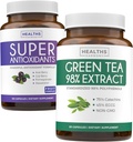 Antioksidanter og grønn teekstrakt (1-måneders forsyning) Antioksidant Grønn Fusion - Super Antioksidanter - Kraftig Super Food Daglig blanding (120 Caps) & Grønn Te Ekstrakt med EGCG Polyphenol Catechins(60 Caps)