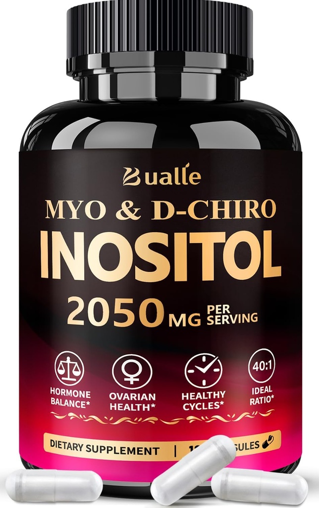 Bualle Myo-Inositol & D-Chiro Inositol Supplement (40:1) Bland for å støtte hormonbalanse for kvinner