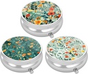 3 Pack Pill Box, Lille Pill Case for Purse & Pocket, Søt reisemedisinorganisator, Bærbar medisin Container Holde vitaminer, Medisinering, Fiskeolje og Supplement, pene blomster