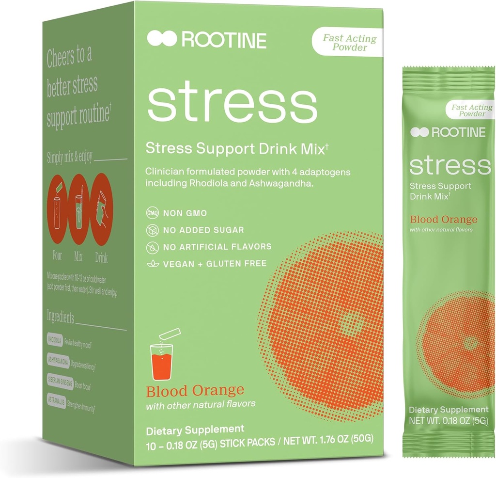 Stress Support Calm Drink Mix Supplement for å hjelpe energi, humør, og balanse kortisol nivåer, avslapning naturlig adaptogen Herbal Calm Powder Mix 10 Pack