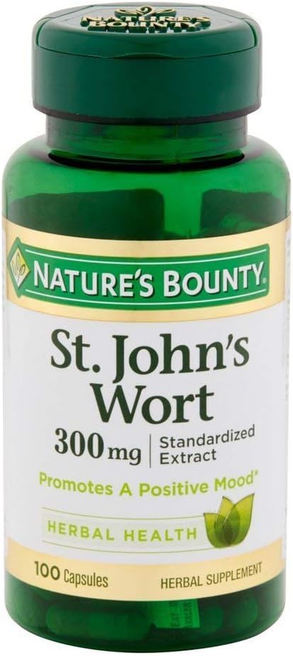 Naturens Bounty St. John's Wort piller og herbal helse supplement, fremmer en positiv Mood, 300 mg kapsler, 100 greve, pakke med 2