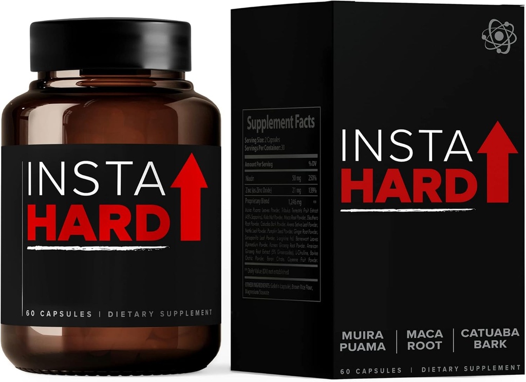Supplerende kapsler w / Maca Root, Tribulus Terrestris Extract, Muira Puama til støtte energi, ytelse, velvære og nitric oksid for menn og kvinner - 60 greve