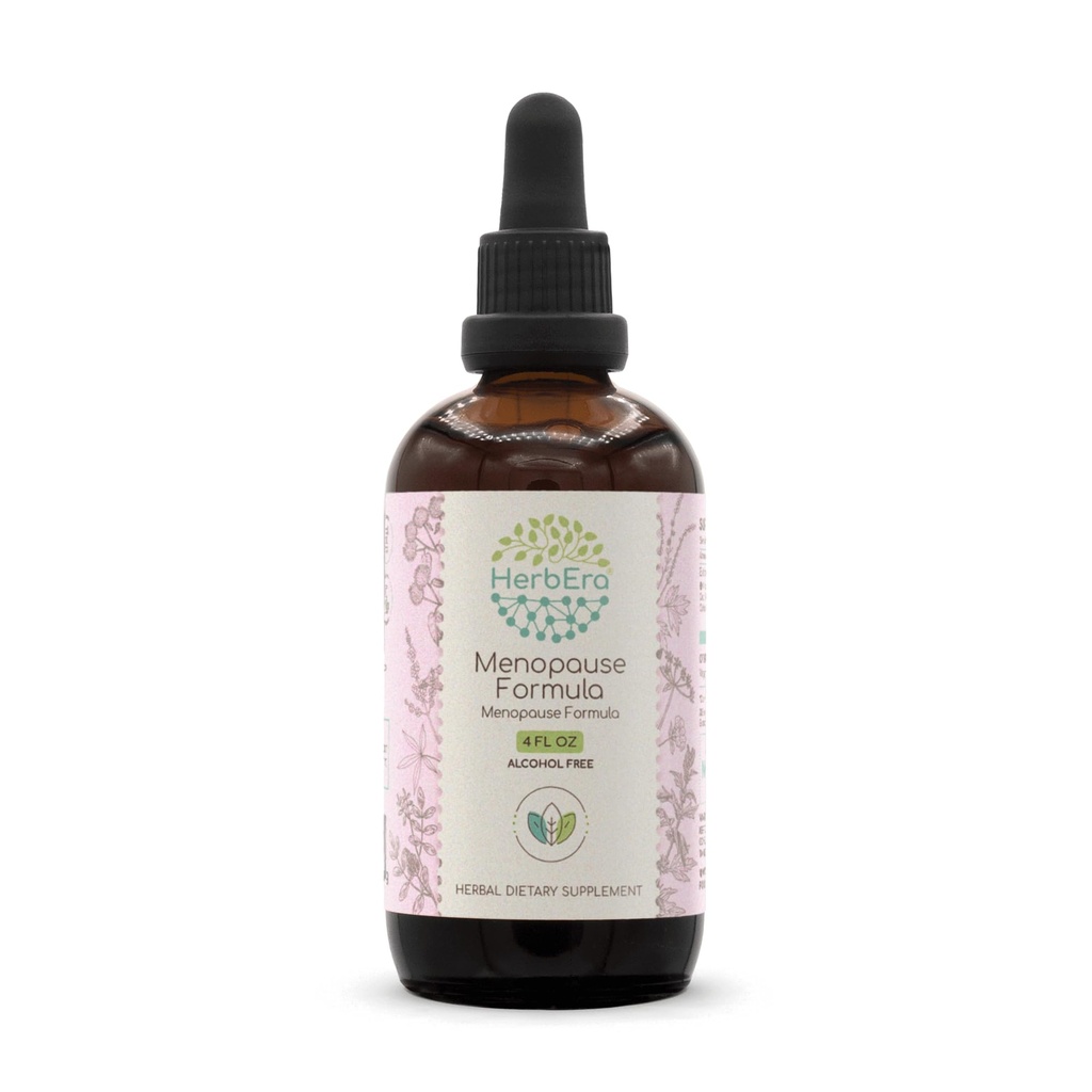 HerbEra Menopause Formula B120 Alcohol-Free Extract Tincture, Concentrated Liquid Drops Natural Vitex Berry, Licorice Root, Motherwort, Dong Quai Root, Burdock Root, Black Cohosh Root. 4 Fl Oz