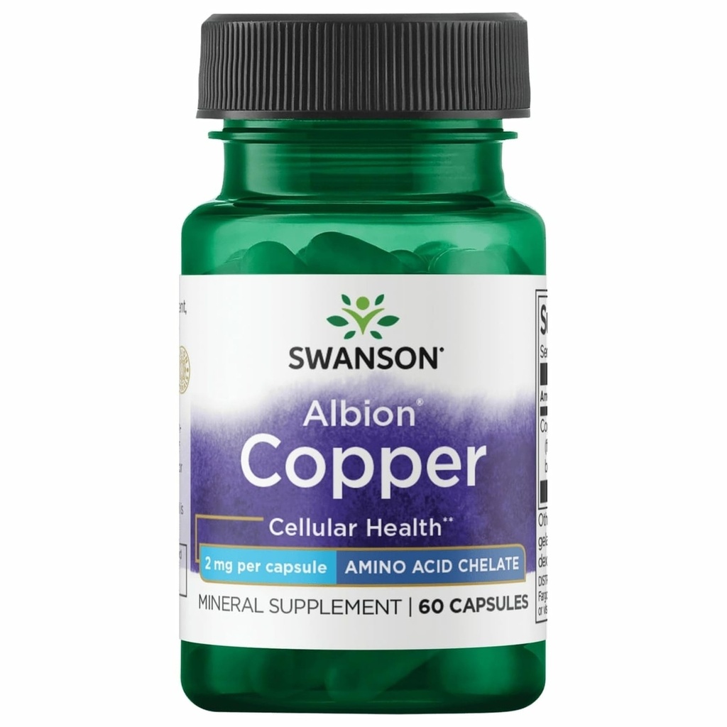 Swanson Albion Chelated Copper 2 Milligrams 60 Kapsler