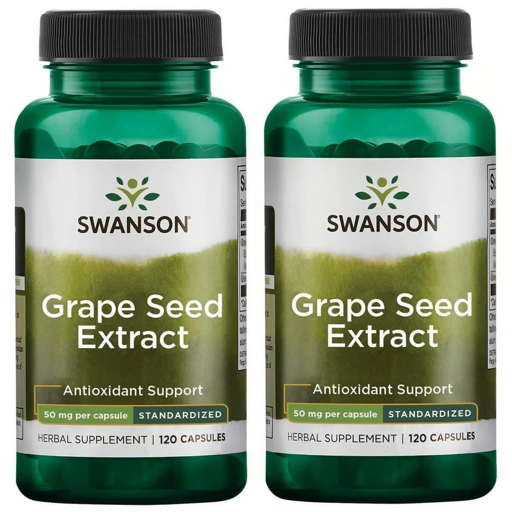 Swanson Grape frø ekstrakt (standardisert) 50 Milligrams 120 kapsler (2 pakke)