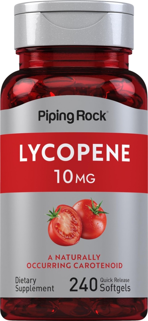 Piping Rock Lycopen 10 mg 240 Softgels ikke-GMO, Glutenfri Supplement