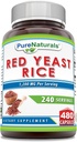 Pure Naturals Rød Yeast Rice 1200 Mg per servering, Kapsler Supplement | Ikke-GMO | Glutenfri | Laget i USA (480 Count)