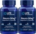 Livsforlengelse Neuro-Mag 150 Vegetariske kapsler (pakke med 2), magnesium L-treonat, Magtein Supplement