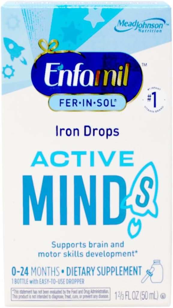 Enfamil Fer-In-Sol jern Supplement Drops for spedbarn og småbarn, 15 mg, 1,67 fl oz (50 ml)