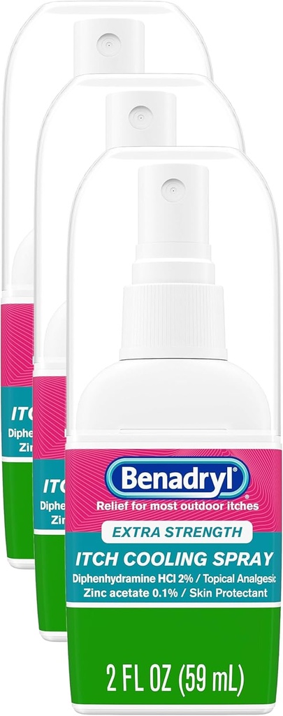 Benadryl Extra Styrke Anti-Itch Spray, Kjøle Topical Analgesic, Reisestørrelse, 2 fl. oz (Pack of 3)