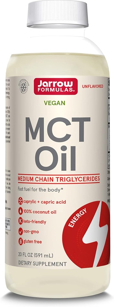 Jarrow Formler MCT Olje, kosttilskudd, Ketogen diett støtte for rask energi, 20 fl oz flytende olje, 39 dagers forsyning