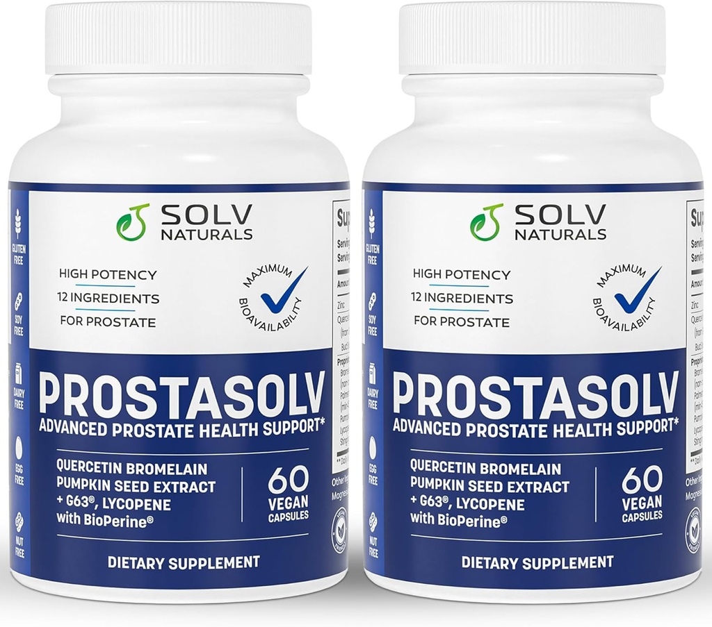 PROSTASOLV Avansert prostatitt | CPPS Supplement, Vegankapsler, Quercetin Bromelain, Pumpkin Seed Extract, Lycopen, BioPerine for Pelvic Health (2)