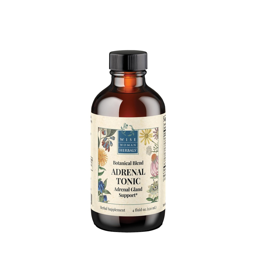 Wise Woman Herbals Adrenal Tonic Fluid Extract, Herbal Adaptogen Blend med Eleuthero, Ashwagandha & Liconic, støtter sunn adrenal funksjon, energi, Stamina, Stress & Focus, Non-GMO, 4 Fl Oz