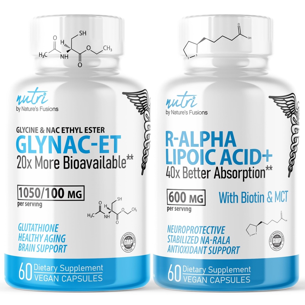 Naturens Fusjoner GlyNAC-ET (60 kapsler) - R Alpha Lipoic Acid 600 mg (60 kapsler) - Anti Aging Bundle