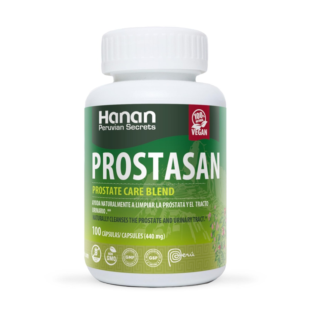 Hanan Prostasan Prostate Care Blande | 100 Kapsler | Naturlig hjelpemidler i rengjøring Prostate and Urin Tract
