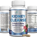 Herbal Nyre renser med Cranberry Extract, Astralagus - 21 Frukter og urter - Detox & Cleanse Urin Tract & Bladder Helse, Njurestøtte, 60 Vegankapsler