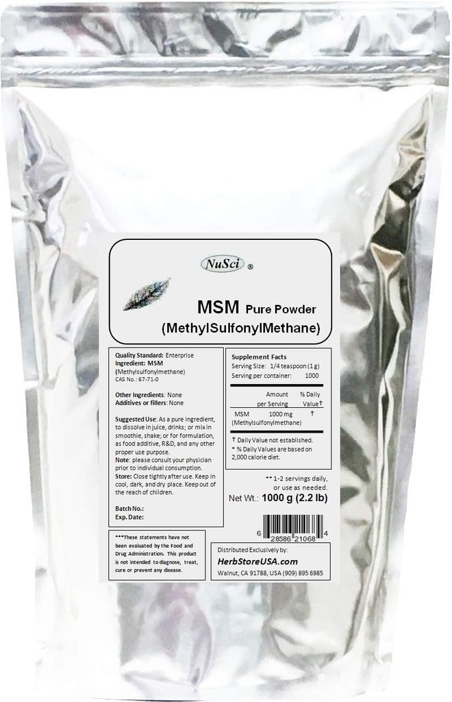 MSM (Metylsulfonylmetan) Rent pulver (1000 gram (2,2 lb))