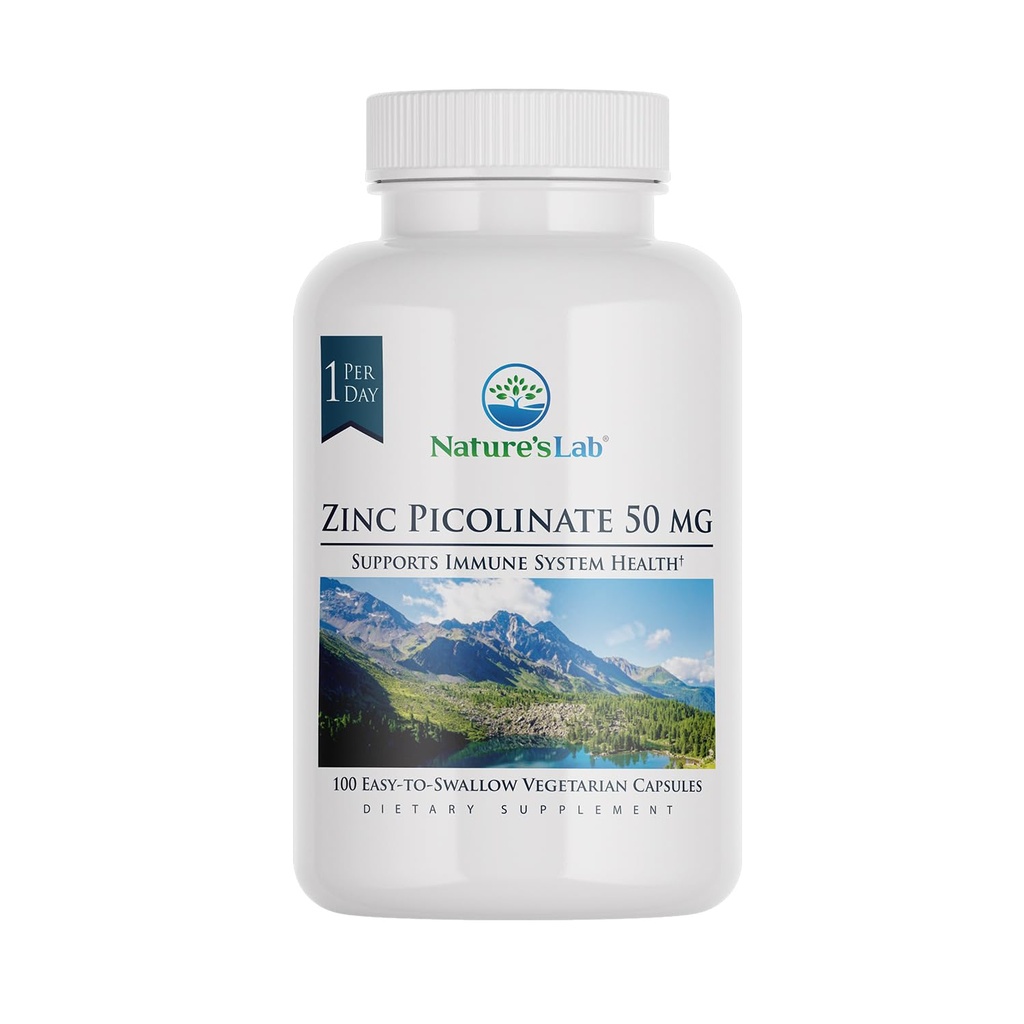 Naturens Lab Sink Picolinat 50 mg - høy absorberbar Sink Supplement - 100 kapsler (3 måneders forsyning)