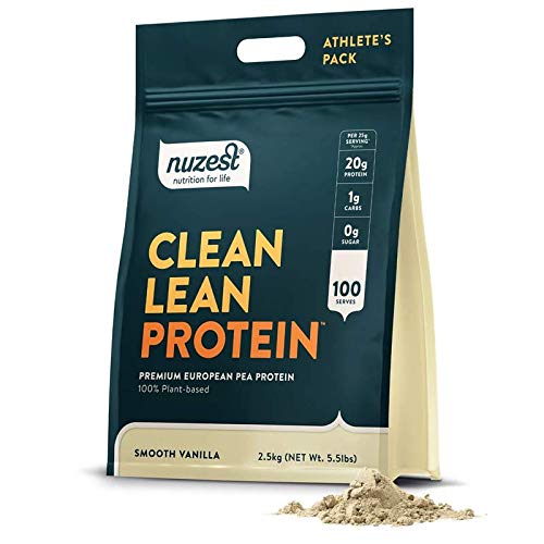 Nuzest - Pea Protein pulver - Clean Lean Protein, Premium Vegan Plant Basert Protein pulver, Dairy Free, Glutenfri, GMO Free, Protein Shake, Smooth Vanilla, 100 Serveringer, 5,5 lb